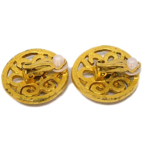 Chanel CC Button Earrings Clip-On Gold - Picture 3 of 4